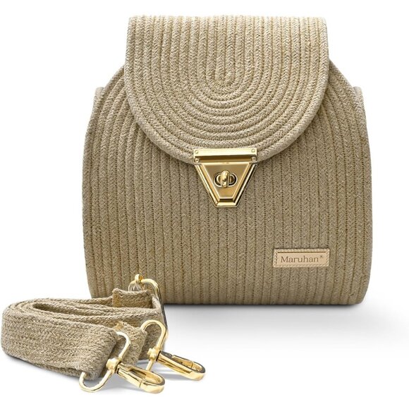 Women Quilted Cotton Rope Crossbody Bag Small Shoulder Purse with Adjustable Str - Picture 1 of 7